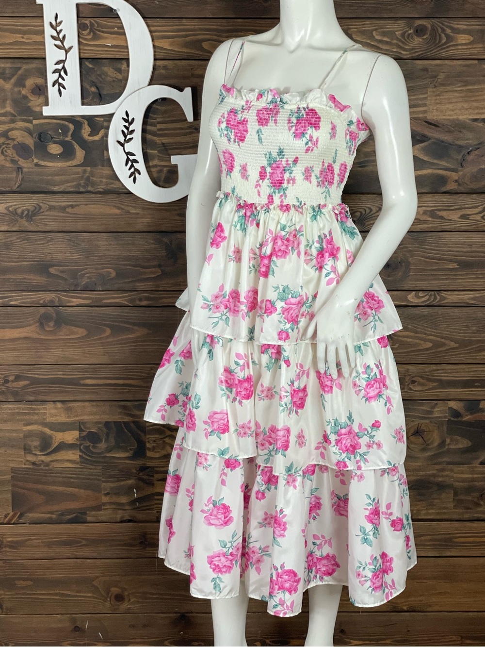 LoveShackFancy | X Target Elise Tiered Pink Floral Sundress Smocked‎ Ruffle Midi